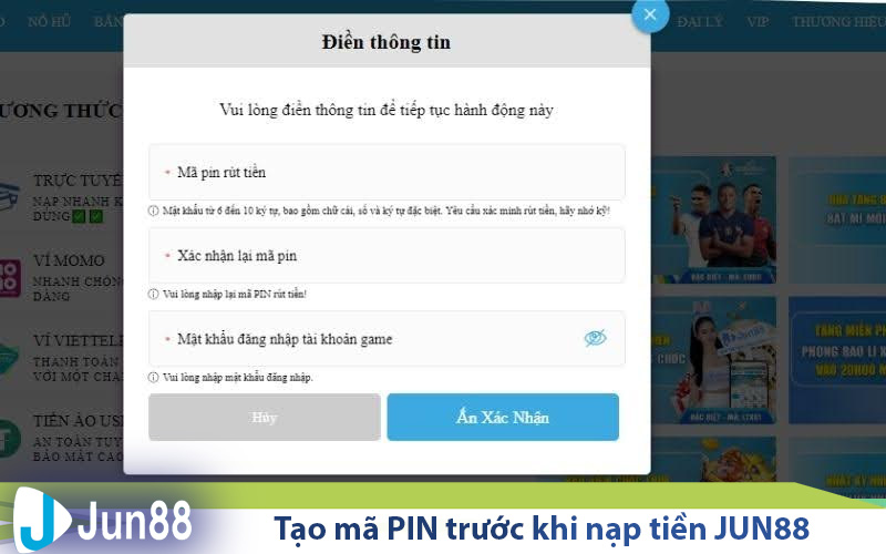 Hướng Dẫn Nạp Tiền Jun88 Đơn Giản - Nhanh Chóng 2 tao ma pin truoc khi nap tien jun88